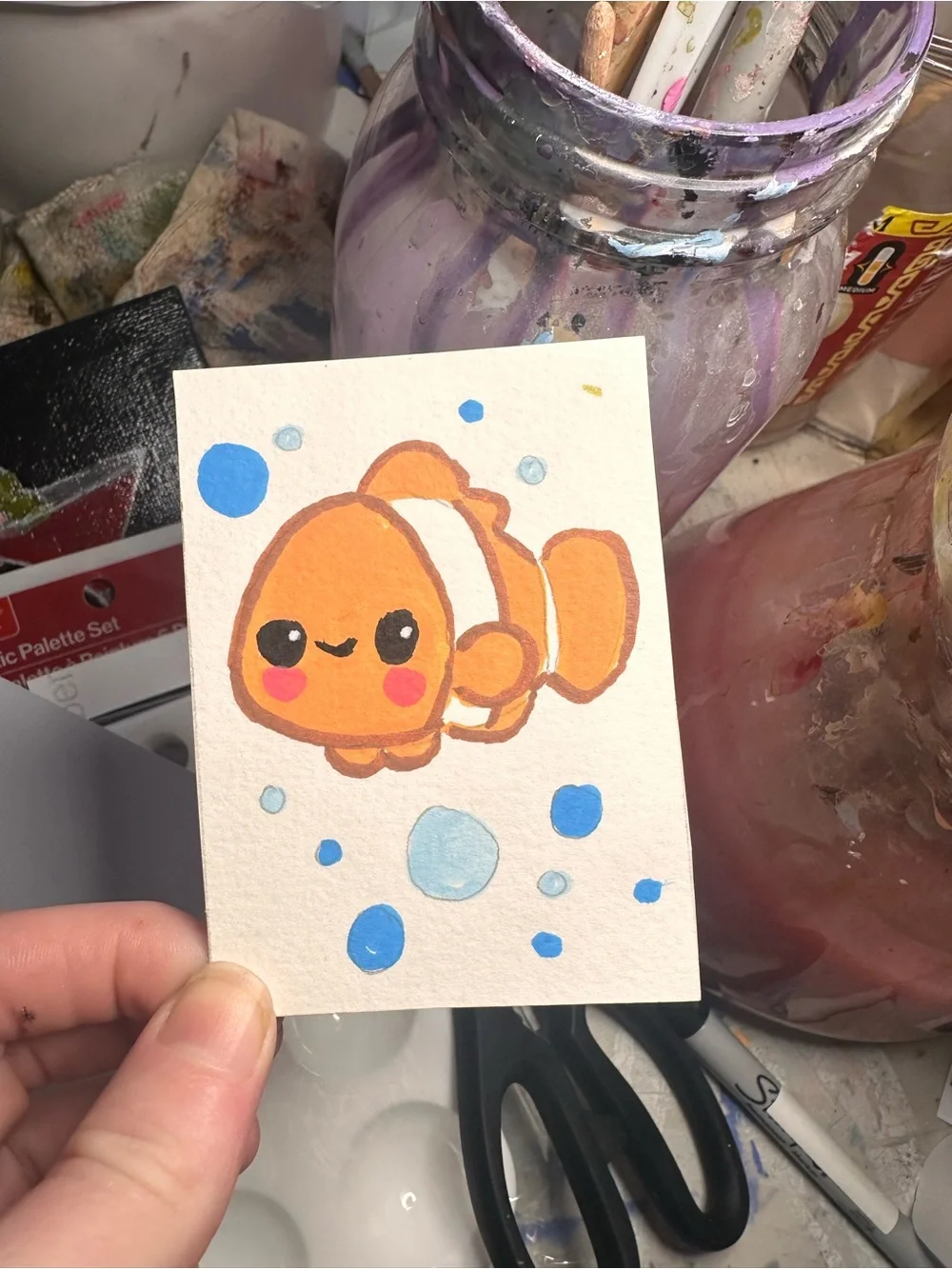 Acrylic clownfish painting